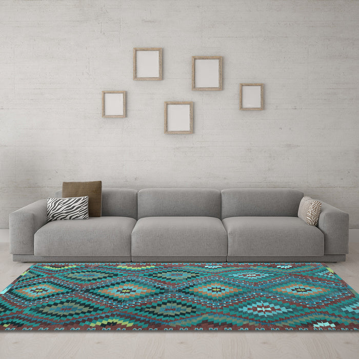 Machine Washable Southwestern Light Blue Country Rug in a Living Room, wshtr1322lblu
