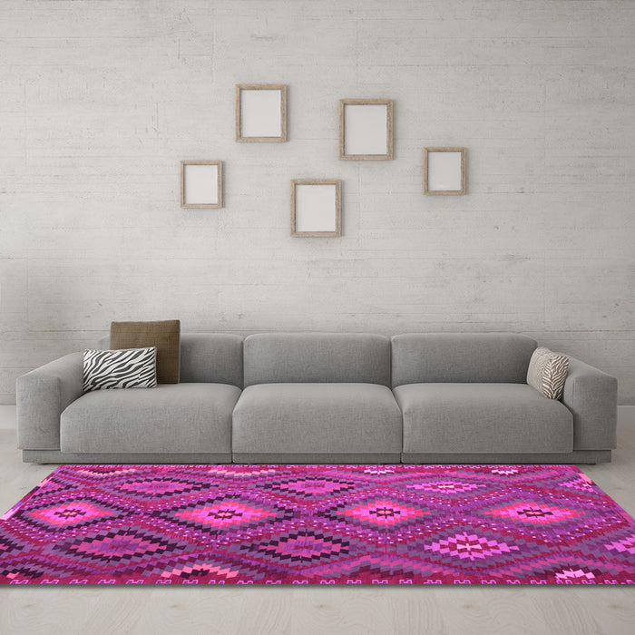 Machine Washable Southwestern Pink Country Rug in a Living Room, wshtr1322pnk