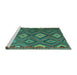 Sideview of Machine Washable Southwestern Turquoise Country Area Rugs, wshtr1322turq