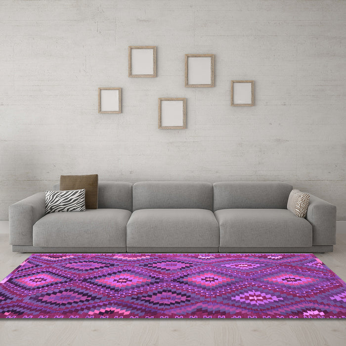 Machine Washable Southwestern Purple Country Area Rugs in a Living Room, wshtr1322pur