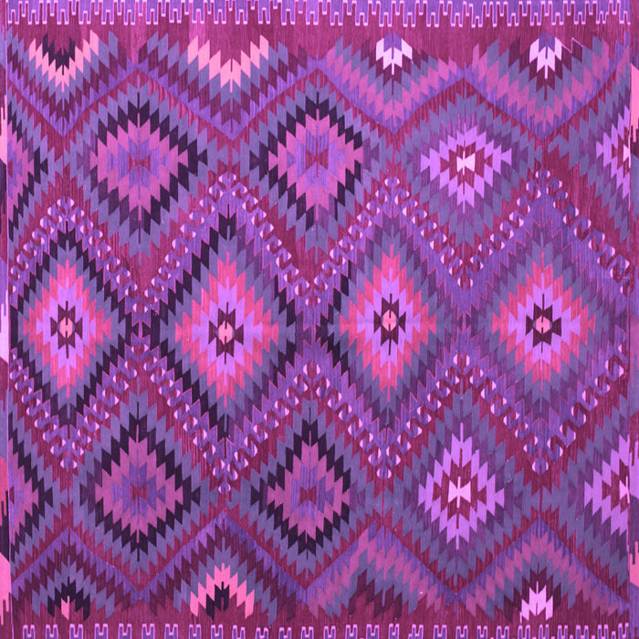 Square Machine Washable Southwestern Purple Country Area Rugs, wshtr1322pur