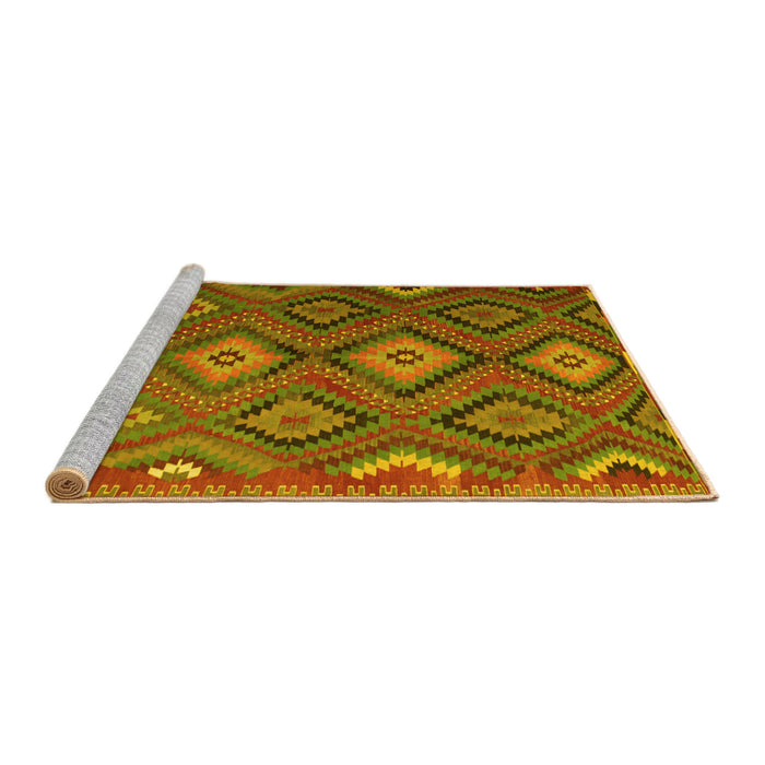 Sideview of Machine Washable Southwestern Yellow Country Rug, wshtr1322yw
