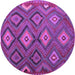 Round Machine Washable Southwestern Purple Country Area Rugs, wshtr1322pur