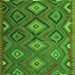 Round Machine Washable Southwestern Green Country Area Rugs, wshtr1322grn