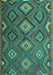 Machine Washable Southwestern Turquoise Country Area Rugs, wshtr1322turq