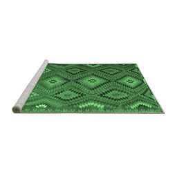 Sideview of Machine Washable Southwestern Emerald Green Country Area Rugs, wshtr1322emgrn