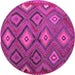 Round Southwestern Pink Country Rug, tr1322pnk