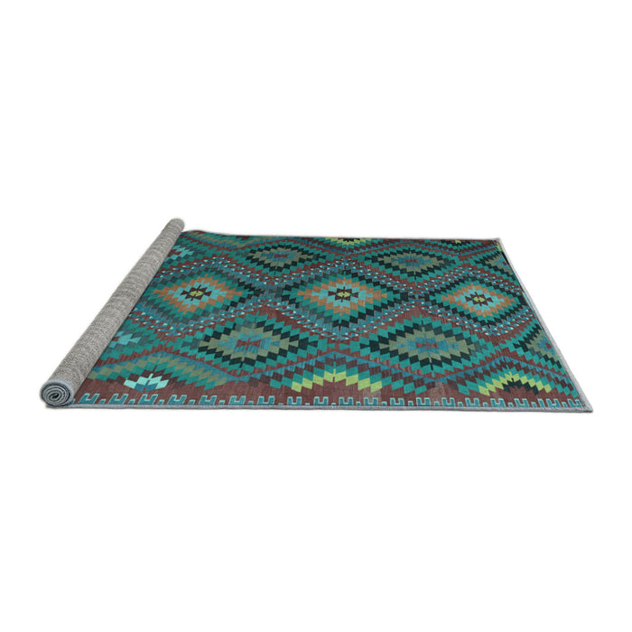 Sideview of Machine Washable Southwestern Light Blue Country Rug, wshtr1322lblu