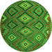 Square Southwestern Green Country Rug, tr1322grn