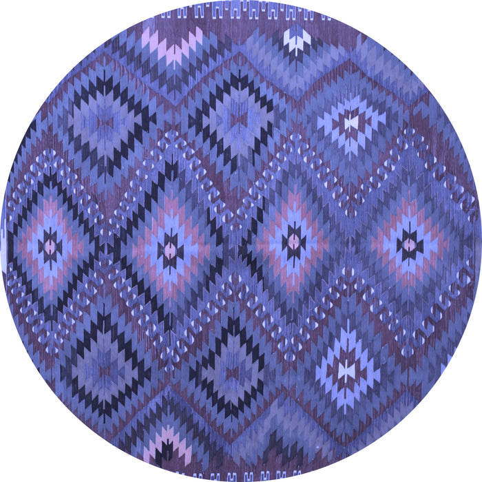 Round Southwestern Blue Country Rug, tr1322blu