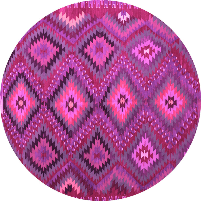 Round Machine Washable Southwestern Pink Country Rug, wshtr1322pnk