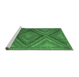 Sideview of Machine Washable Southwestern Emerald Green Country Area Rugs, wshtr1323emgrn