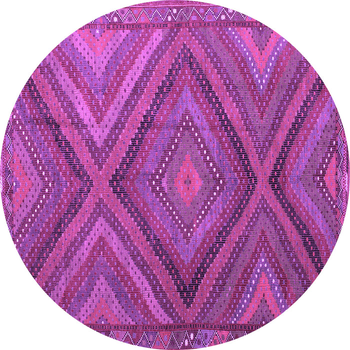 Round Machine Washable Southwestern Purple Country Area Rugs, wshtr1323pur