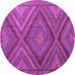 Round Machine Washable Southwestern Purple Country Area Rugs, wshtr1323pur