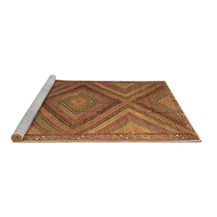 Sideview of Machine Washable Southwestern Brown Country Rug, wshtr1323brn