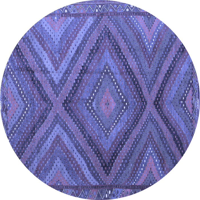 Round Machine Washable Southwestern Blue Country Rug, wshtr1323blu