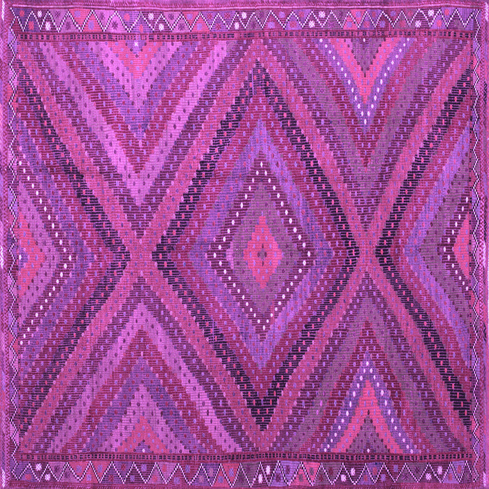 Square Machine Washable Southwestern Purple Country Area Rugs, wshtr1323pur