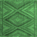 Square Machine Washable Southwestern Emerald Green Country Area Rugs, wshtr1323emgrn