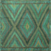 Square Southwestern Turquoise Country Rug, tr1323turq