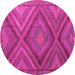 Round Machine Washable Southwestern Pink Country Rug, wshtr1323pnk