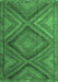 Machine Washable Southwestern Emerald Green Country Area Rugs, wshtr1323emgrn