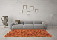 Machine Washable Southwestern Orange Country Rug, wshtr1323org