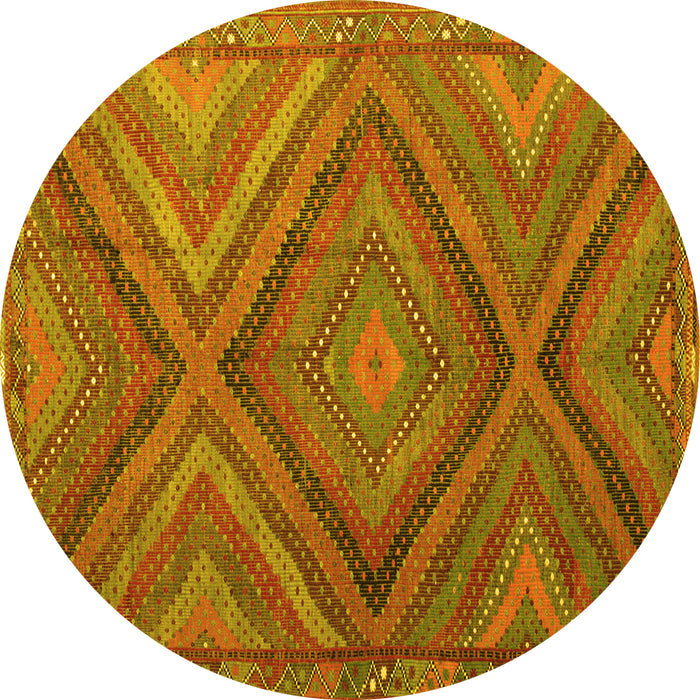 Round Southwestern Yellow Country Rug, tr1323yw