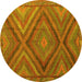 Round Southwestern Yellow Country Rug, tr1323yw