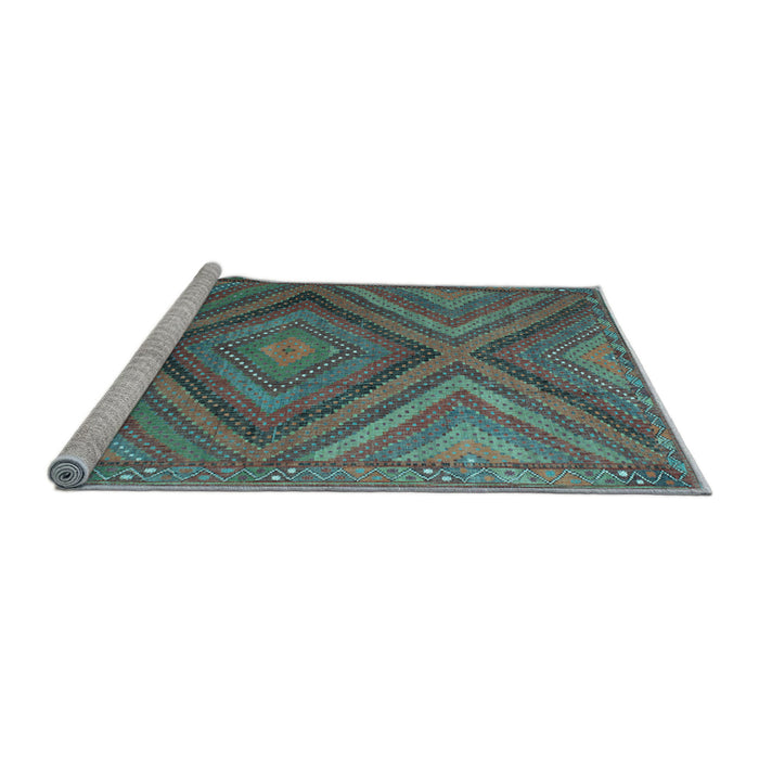 Sideview of Machine Washable Southwestern Light Blue Country Rug, wshtr1323lblu