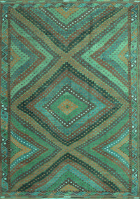 Southwestern Turquoise Country Rug, tr1323turq