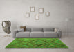Machine Washable Southwestern Green Country Area Rugs in a Living Room,, wshtr1323grn