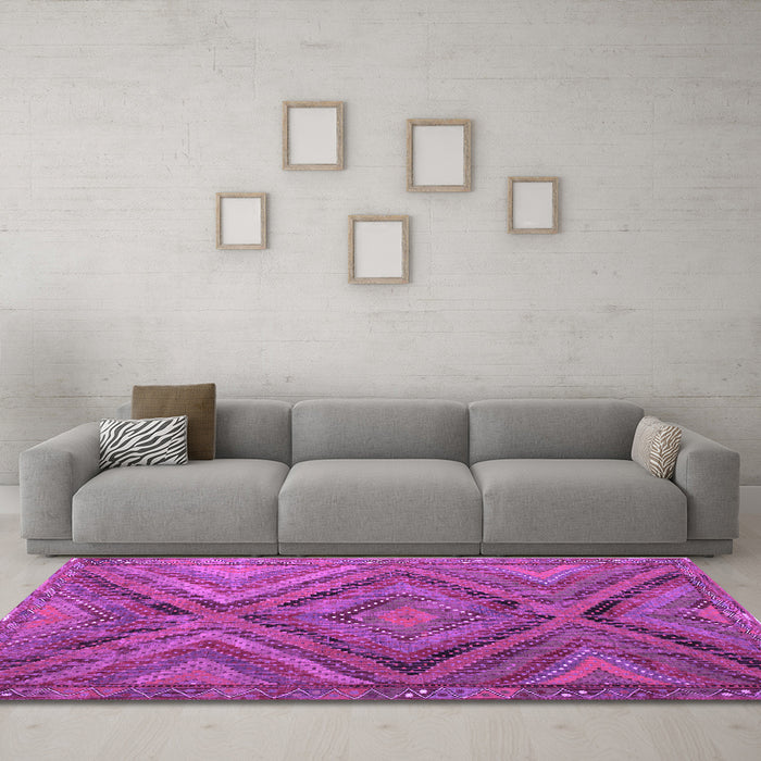 Machine Washable Southwestern Purple Country Area Rugs in a Living Room, wshtr1323pur