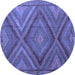 Round Southwestern Blue Country Rug, tr1323blu