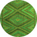 Square Southwestern Green Country Rug, tr1323grn