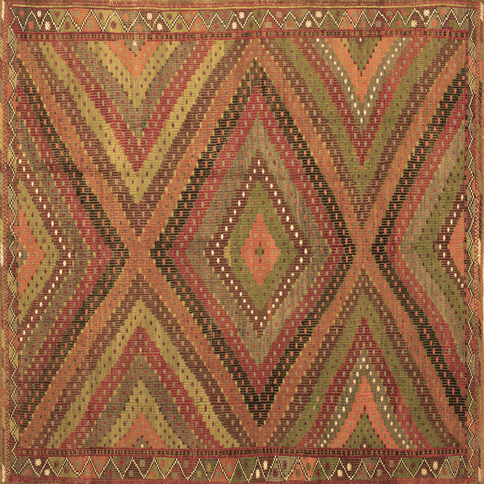 Square Machine Washable Southwestern Brown Country Rug, wshtr1323brn
