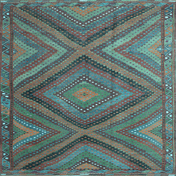 Square Southwestern Light Blue Country Rug, tr1323lblu