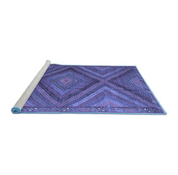 Sideview of Machine Washable Southwestern Blue Country Rug, wshtr1323blu
