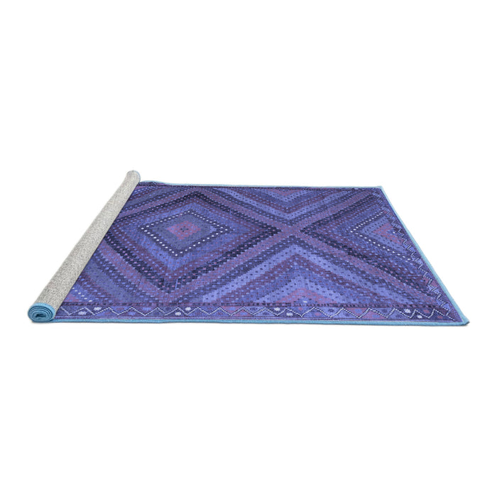 Sideview of Machine Washable Southwestern Blue Country Rug, wshtr1323blu