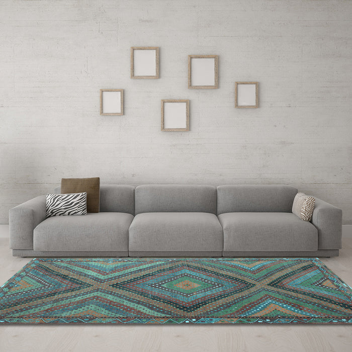 Machine Washable Southwestern Light Blue Country Rug in a Living Room, wshtr1323lblu