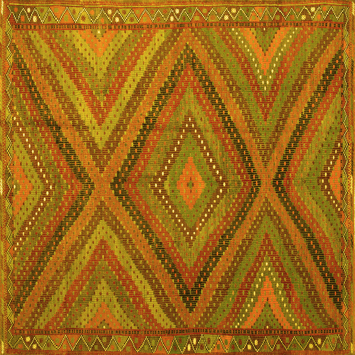 Square Machine Washable Southwestern Yellow Country Rug, wshtr1323yw