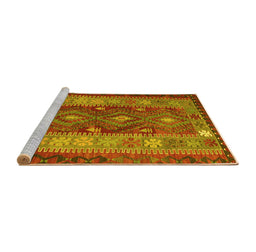 Sideview of Machine Washable Southwestern Yellow Country Rug, wshtr1324yw