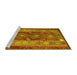 Sideview of Machine Washable Southwestern Yellow Country Rug, wshtr1324yw