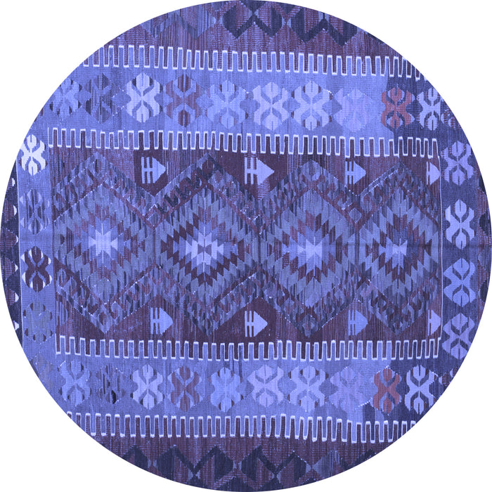 Round Southwestern Blue Country Rug, tr1324blu
