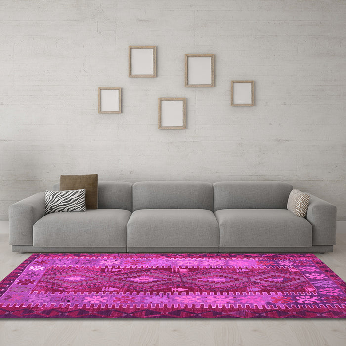 Machine Washable Southwestern Pink Country Rug in a Living Room, wshtr1324pnk