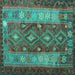 Square Machine Washable Southwestern Turquoise Country Area Rugs, wshtr1324turq