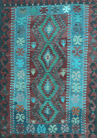 Southwestern Light Blue Country Rug, tr1324lblu