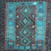 Square Southwestern Light Blue Country Rug, tr1324lblu