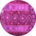 Round Southwestern Pink Country Rug, tr1324pnk