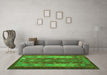 Machine Washable Southwestern Green Country Area Rugs in a Living Room,, wshtr1324grn