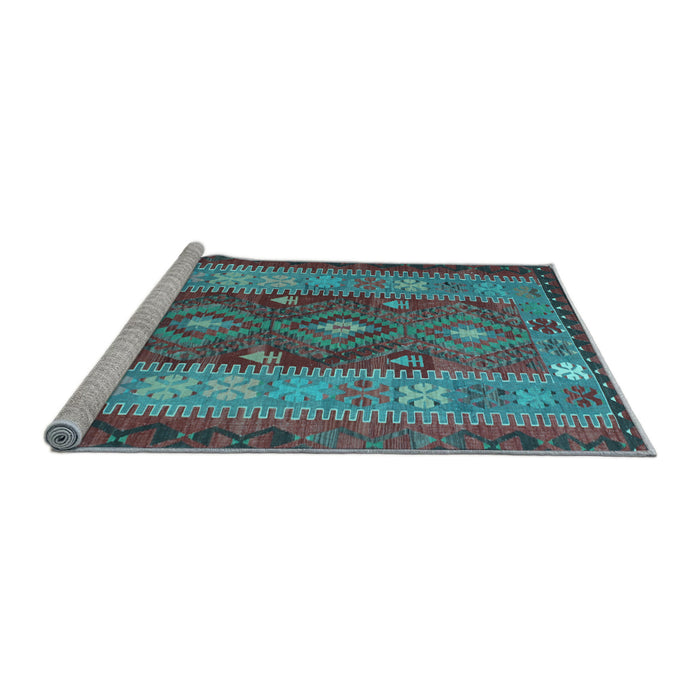 Sideview of Machine Washable Southwestern Light Blue Country Rug, wshtr1324lblu